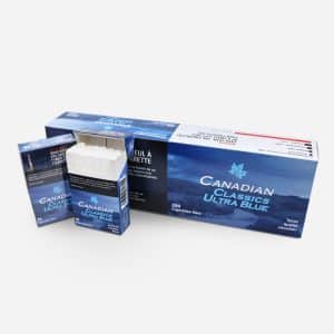 Canadian Classics Ultra Blue cigarette carton and pack cheap native smokes Canada buy native smokes online