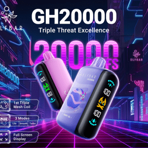 ELF BAR GH20K disposable vape device with triple mesh coil and LED screen available in multiple flavours at Cheap Smokes Online Canada